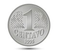 One Brazilian centavo isolated on white background.